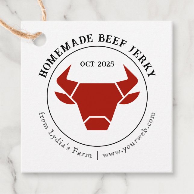 Rustic Beef Jerky Tag with Bull Silhouette  (Front)