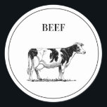 Rustic Beef Wedding Meal Choice Classic Round Sticker<br><div class="desc">Elegant rustic wedding meal choice stickers - perfect to place on the back of place cards to specify your guests meal choice. Also perfect for rehearsal dinners and large family gatherings.</div>