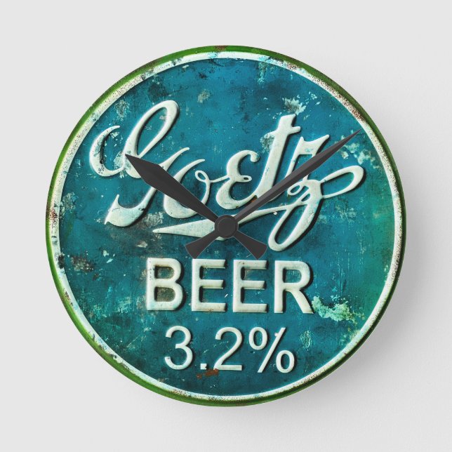 Rustic Beer Bottle Cap Round Clock (Front)