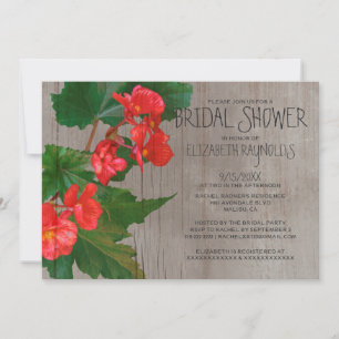 Rustic Begonia Bridal Shower Invitations