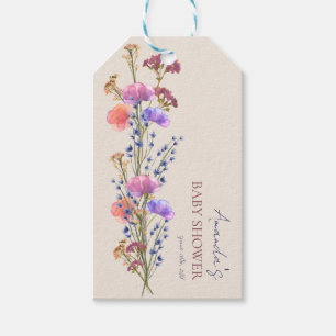 Rustic Beige Acrylic Floral Bouquet Baby Shower Gift Tags