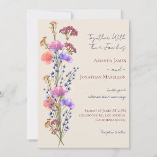 Rustic Beige Acrylic Floral Bouquet Wedding Invitation