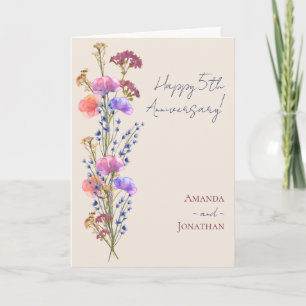 Rustic Beige Acrylic Floral + Jute Anniversary Card