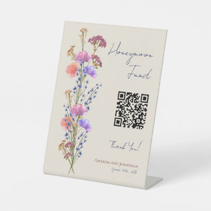 Rustic Beige Acrylic Floral Wedding Honeymoon Pedestal Sign