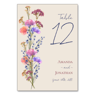 Rustic Beige Acrylic Floral Wedding Table Number