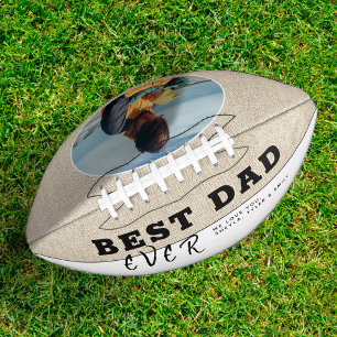 Rustic Beige Best Dad Ever Father`s Day Photo Football