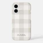 Rustic Beige Buffalo Check Monogram<br><div class="desc">Modern rustic buffalo check plaid print phone case personalised with your name monogram or other custom text. Click the Customise It button to add your own text and create a unique one of a kind design.</div>