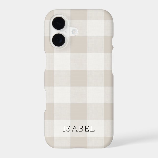 Rustic Beige Buffalo Check Monogram (Back)