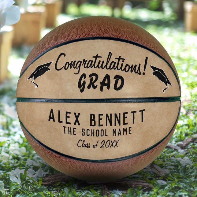 Rustic Beige Congratulations Grad Graduation Basketball (Creator Uploaded)