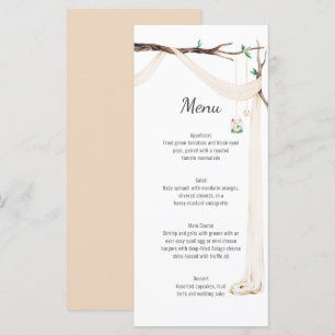 Rustic Beige Drape Tree Branch Wedding Menu
