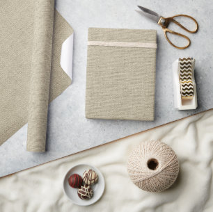 Rustic Beige Faux Burlap Texture Wrapping Paper