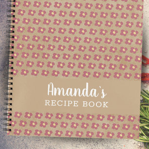 Rustic Beige Flower Pattern Floral Recipe Notebook