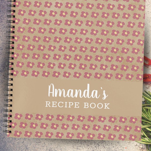 Rustic Beige Flower Pattern Floral Recipe Notebook (Creator Uploaded)