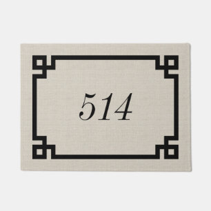 Rustic Beige Greek Key Personalised Address Number Doormat