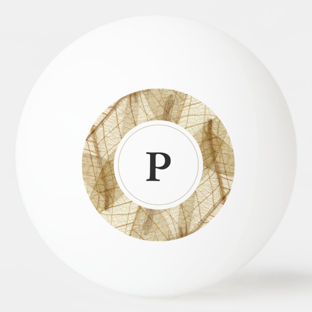 Rustic Beige Lace Leaves Ping Pong Ball (Front)