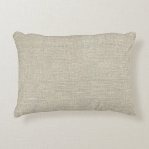 Rustic Beige Linen Printed Decorative Cushion