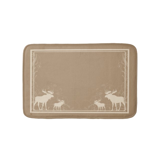 Rustic beige moose swirl memory foam bath mat (Front)