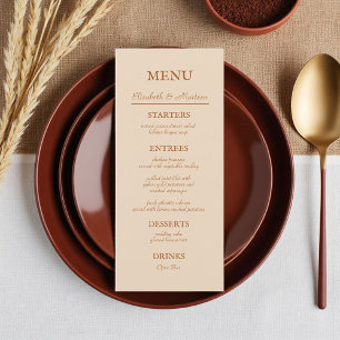 Rustic Beige Terra Cotta Autumn Wedding Menu