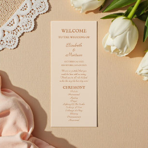 Rustic Beige Terra Cotta Autumn Wedding Program Programme