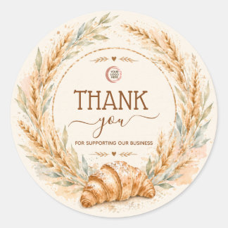 Rustic beige watercolor bakery thank you  classic round sticker