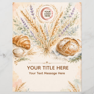 Rustic beige watercolor wheat bakery promotional flyer
