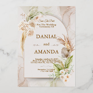 Rustic Beige Wedding Invite | Editable Minimal 