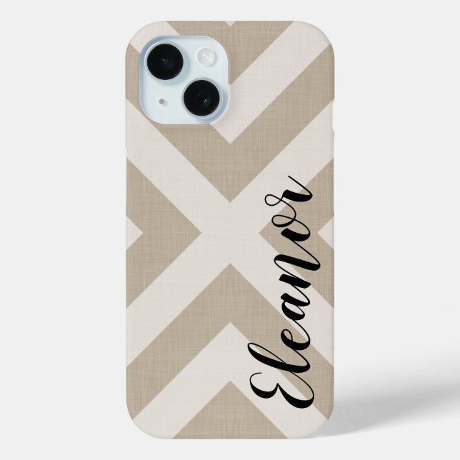 Rustic Beige X Chevron Monogram Case-Mate iPhone Case (Back)
