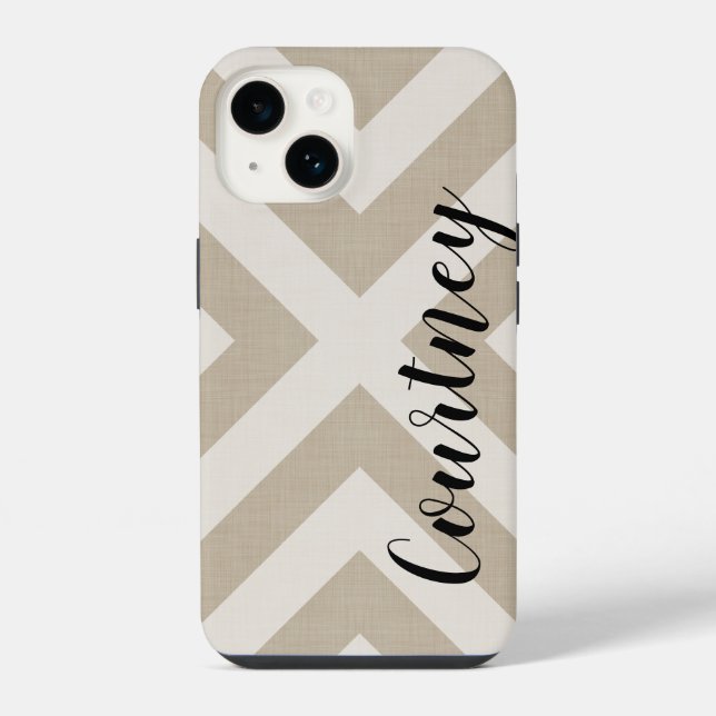 Rustic Beige X Chevron Monogram iPhone Case (Back)