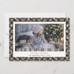 Rustic Believe In the Magic Photo Christmas Cards
