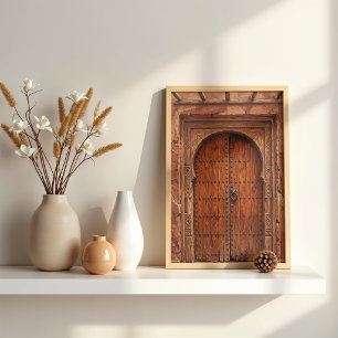 Rustic Berber Village Terracotta Moroccan Door Poster