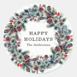 Rustic Berries and Pine   Holiday Stickers