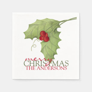 Rustic Berries Botanical Greenery Custom Family Napkin