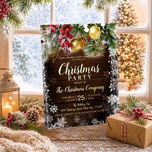 Rustic Berries Gold Baubles Stars Christmas Party