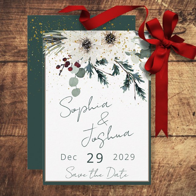 Rustic Berries Winter Floral Wedding Save The Date (Creator Uploaded)