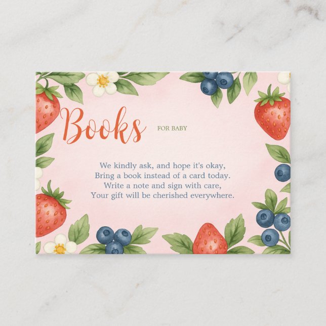 Rustic Berry Sweet Book Baby Card (Front)