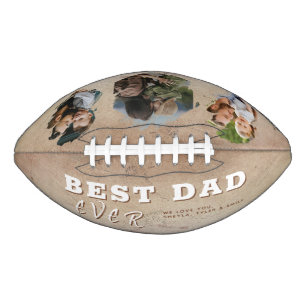 Rustic Best Dad 3 Photo Collage Father`s Day Football
