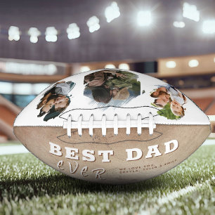 Rustic Best Dad 3 Photo Collage Father`s Day  Football