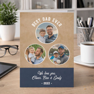 Rustic Best Dad 3 Photos Father`s Day Keepsake Card