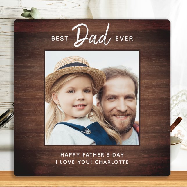 Rustic Best DAD Ever Custom Photo Father's Day Plaque (Creator Uploaded)