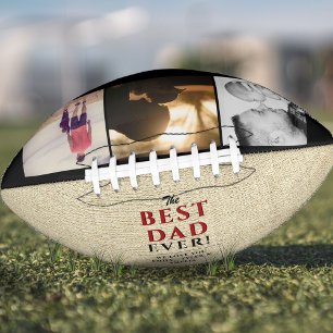 Rustic Best Dad Ever Father`s Day 3 Photo Collage Football