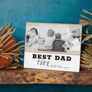 Rustic Best Dad Ever Father`s Day 3 Photo Collage Plaque