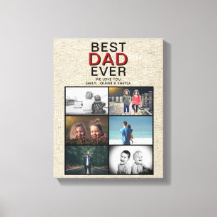Rustic Best Dad Ever Father`s Day 6 Photo Collage  Canvas Print