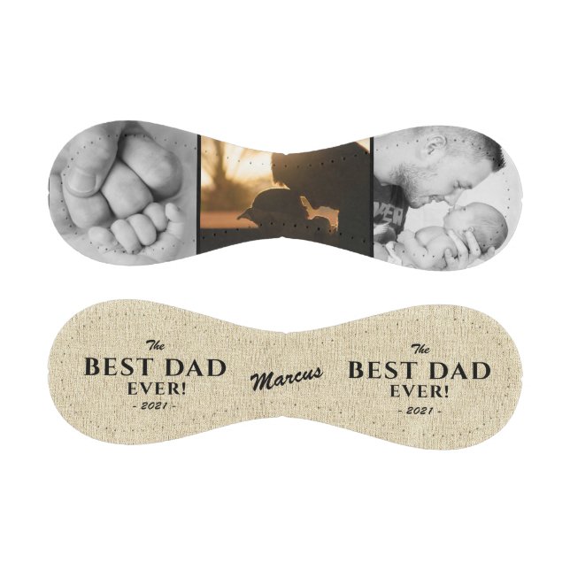 Rustic Best Dad Ever Father`s Day Keepsake 3 Photo Baseball (Panels)