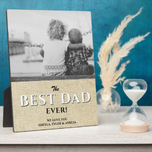 Rustic Best Dad Ever Modern Typography Photo Plaque