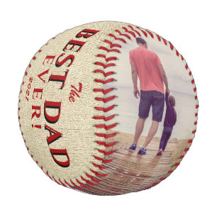 Rustic Best Dad Ever Name Father`s Day Photo Baseball