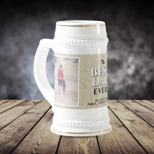 Rustic Best Dad Ever Photo Father`s Day Beer Stein