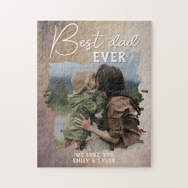 Rustic Best Dad Family Photo Father`s Day  Jigsaw Puzzle (Vertical)