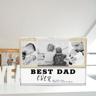 Rustic Best Dad Father Family 3 Photo Block