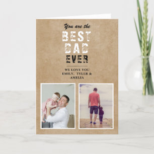Rustic Best Dad Father`s Day 2 Photo Collage Holiday Card