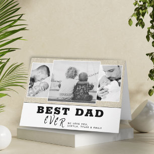 Rustic Best Dad Father`s Day 3 Photo Collage Card